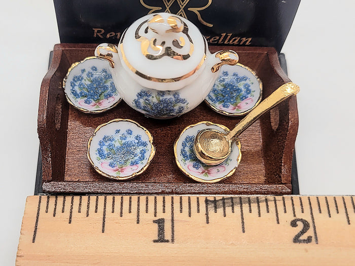 Blue Forget-Me-Not Soup Set by Reutter Porcelain