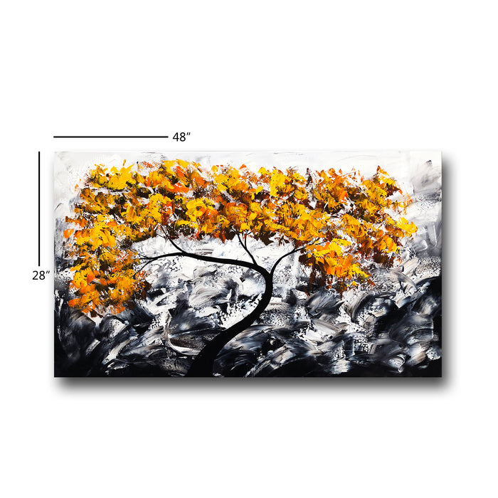 Handmade Oil Painting on Canvas of Golden Yellow Tree