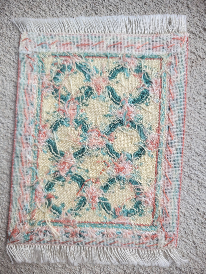 Petit Point Baby Pink Roses with Round Designs Rug - Ursula Sauerberg