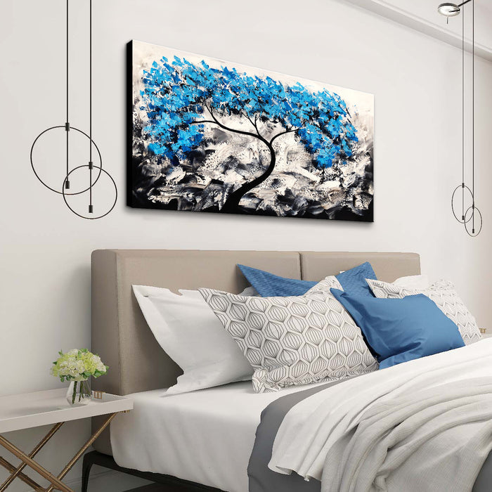 Premium Quality 100% Handmade Oil Painting on Canvas of Blue Tree