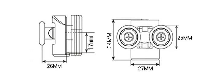 Shower Door Roller - Double Bottom