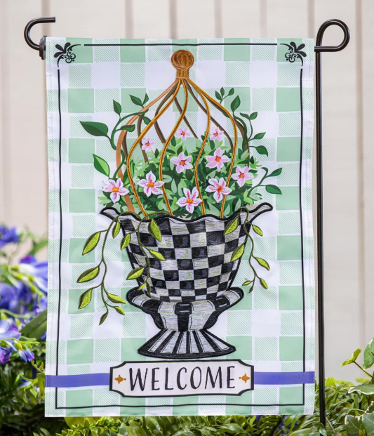 Spring Topiary Applique Garden Flag