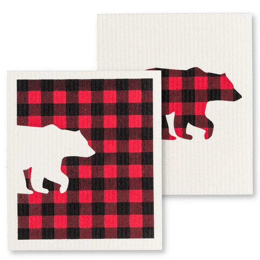 Abbott Buffalo Check Bear Dishcloth Set