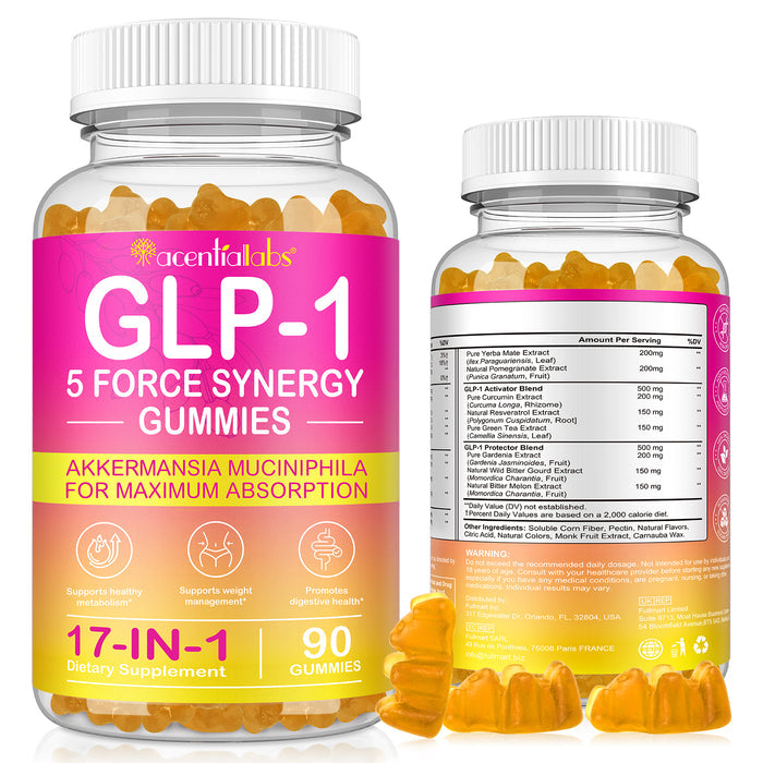 acentiallabs GLP-1  5 FORCE SYNERGY GUMMIES AKKERMANSIA MUCINIPHILA FOR MAXIMUM ABSORPTION Bottled Gummies