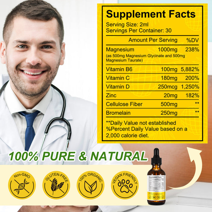 acentiallabs LIQUID MAGNESIUM With Cellulose Fiber + Vitamins 60ML PINEAPPLE FLAVOR Liquid Drops