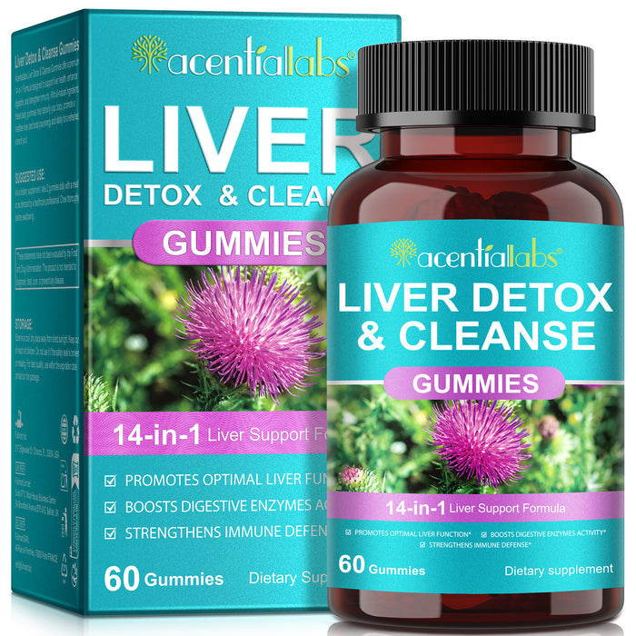 acentiallabs LIVER DETOX & CLEANSE GUMMIES 14-in-1 Liver Support Formula 60 Gummies Bottled Gummies