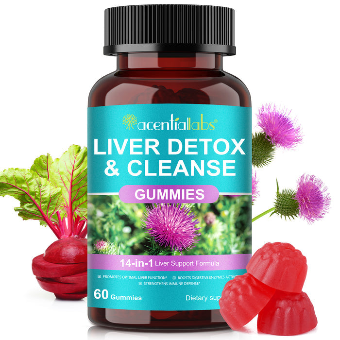 acentiallabs LIVER DETOX & CLEANSE GUMMIES 14-in-1 Liver Support Formula 60 Gummies Bottled Gummies