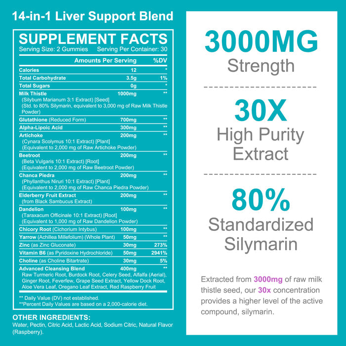acentiallabs LIVER DETOX & CLEANSE GUMMIES 14-in-1 Liver Support Formula 60 Gummies Bottled Gummies