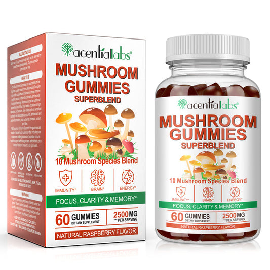 acentiallabs MUSHROOM GUMMIES SUPERBLEND 6O GUMMIES Bottled Gummies