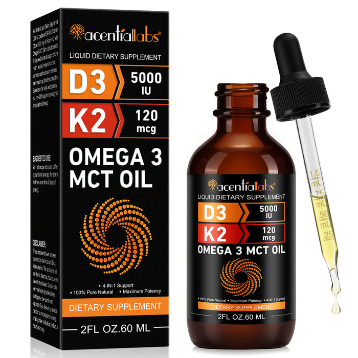 acentiallabs OMEGA 3 MCT OIL,D3 5000IU,K2 120mcg,LIQUID DIETARY SUPPLEMENT Liquid Drops