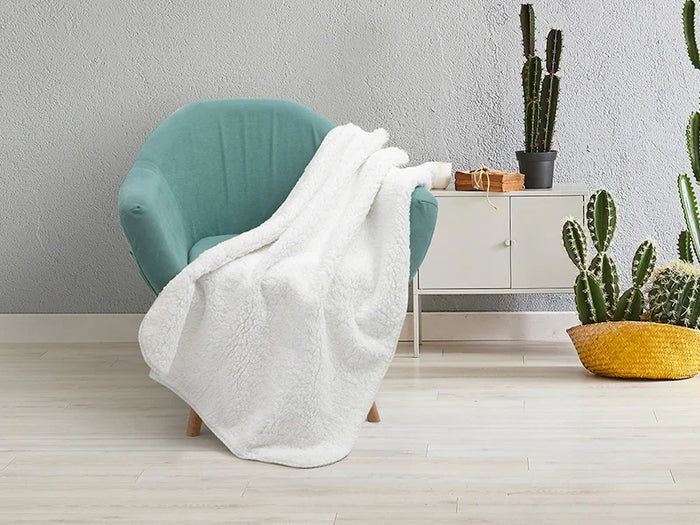 Arctic Fleece Lined Sublimation Leathaire Blanket(White/Beige, 145*203cm/60inchx 80inch)