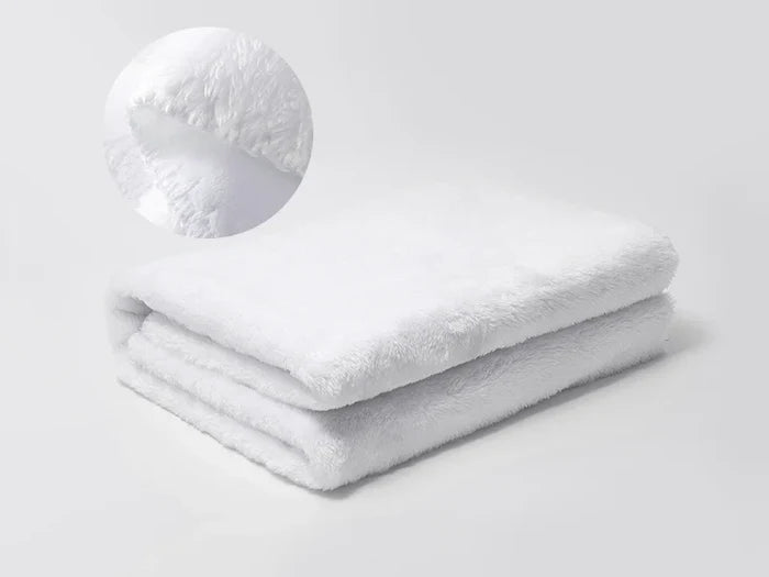 Arctic Fleece Lined Sublimation Microfiber Blanket(Full White, 127*152cm/50inchx 60inch)