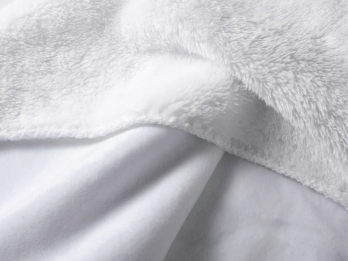 Arctic Fleece Lined Sublimation Microfiber Blanket(Full White, 127*152cm/50inchx 60inch)