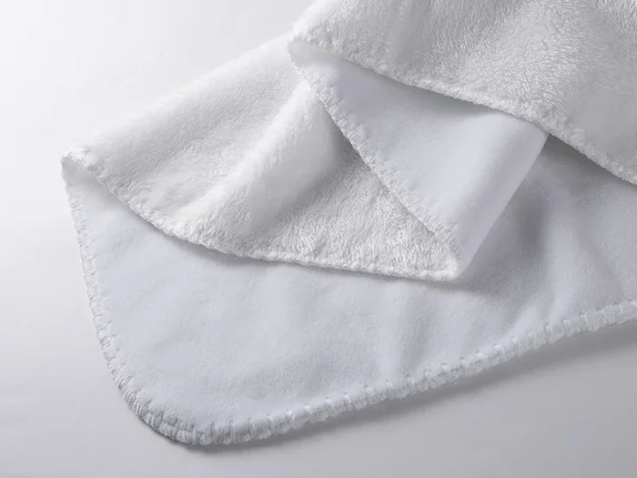 Arctic Fleece Lined Sublimation Microfiber Blanket(Full White, 76*101cm/30inchx 40inch)