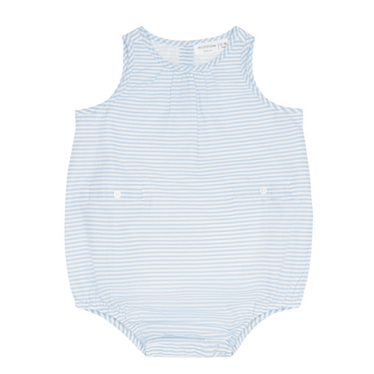 baby powder blue stripe bubble romper