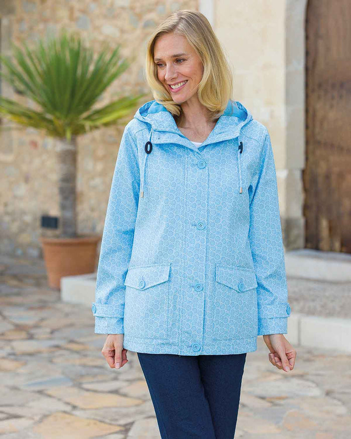 Betty Pale Blue Floral Showerproof Coat - Image 2 - Country Collection