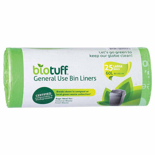 Biotuff General Use Bin Liners Large 60L - 25pk - L'Organic
