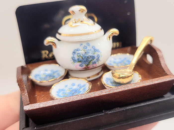 Blue Forget-Me-Not Soup Set by Reutter Porcelain