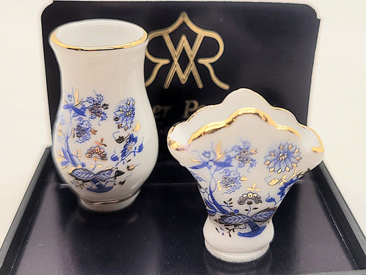 Blue Pattern Flower Vases Set by Reutter Porcelain