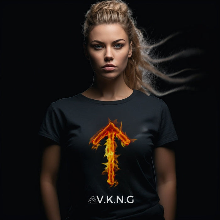 Printify T-Shirt Tiwaz Flaming Rune V.K.N.G™ T-shirt Girly Cut