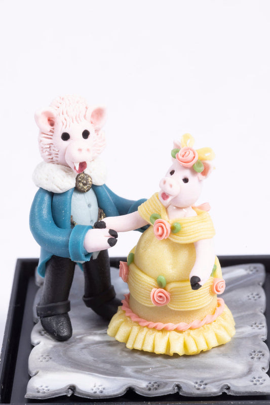 Clay Sculpted Dolls of Pig & Wolf
