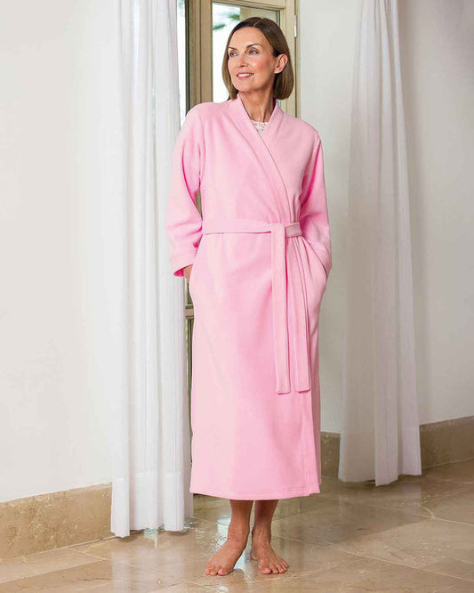 Deirdre Pink Fleece Dressing Gown - Country Collection