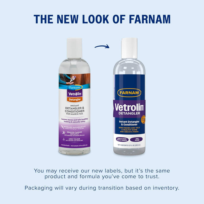 Farnam Vetrolin Instant Detangler & Conditioner Healthy Horses Mane and Tail 12 oz.