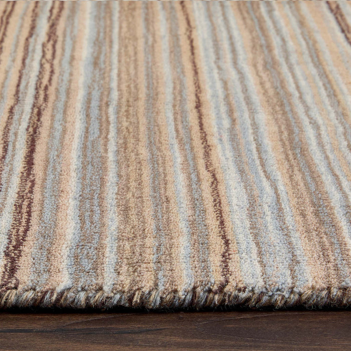 Fine Stripes Beige Runner  - a 100% brown wool runner featuring a striped pattern.
