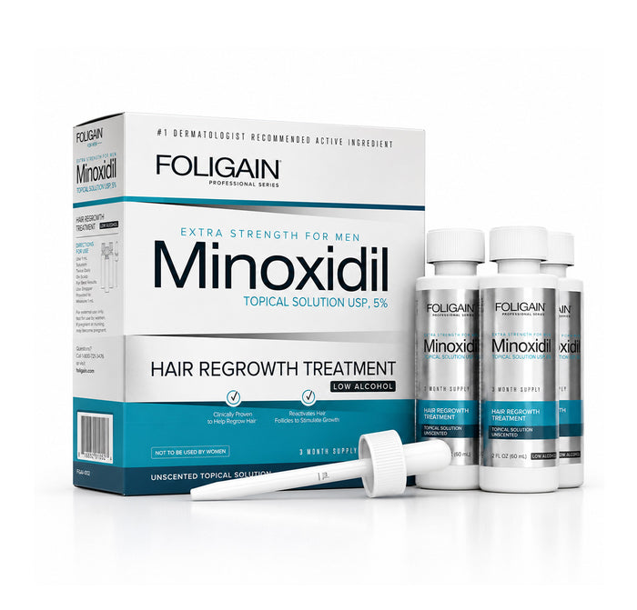 FOLIGAIN® Low Alcohol Minoxidil 5% Hair Regrowth Treatment For Men 3 Month Supply - FOLIGAIN