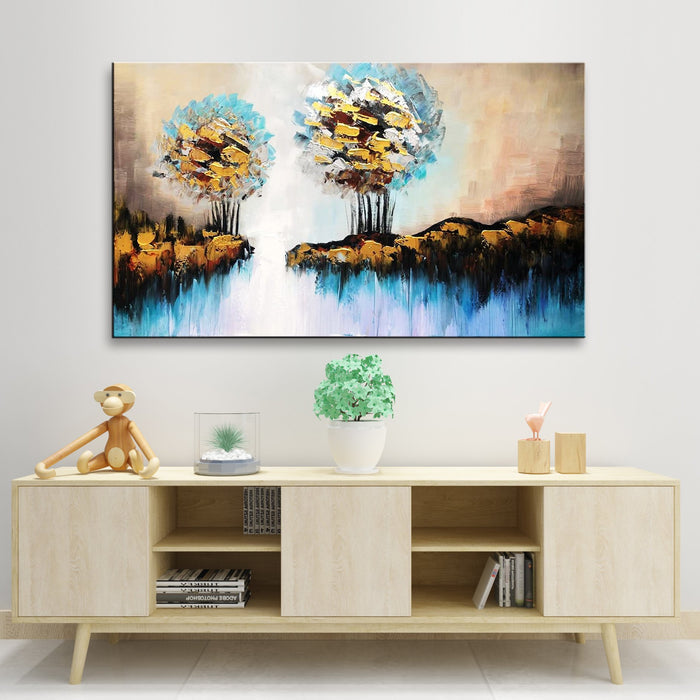 Handmade Oil Painting of Landscape on Stretched Canvas