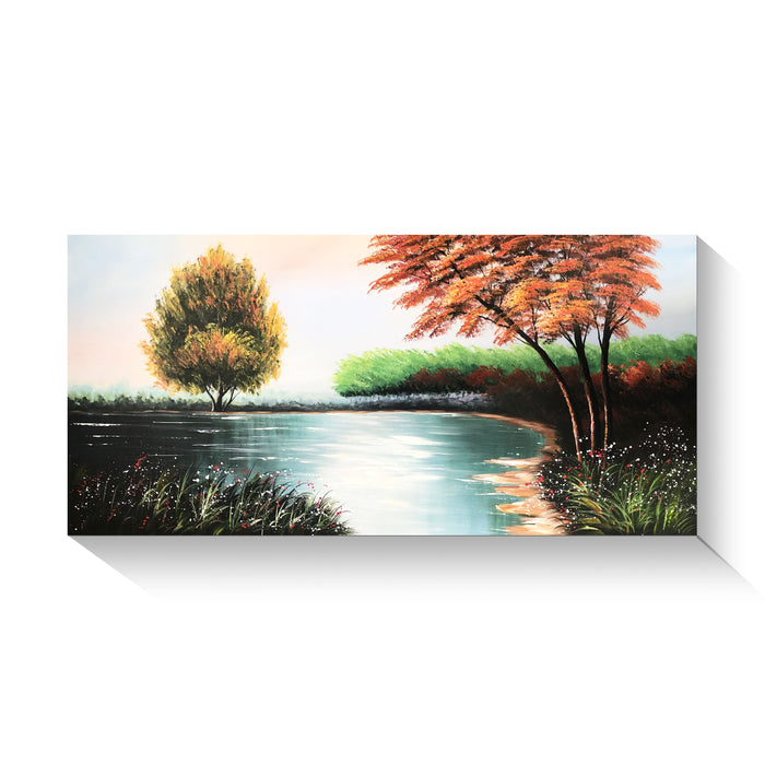 Handmade Oil Painting of Landscape View on Canvas