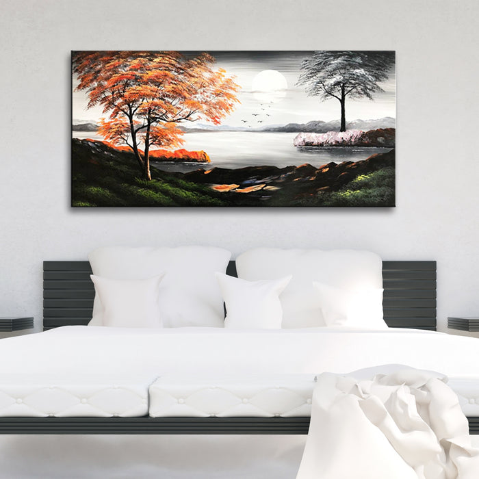 Handmade Oil Painting of Landscape View on Canvas