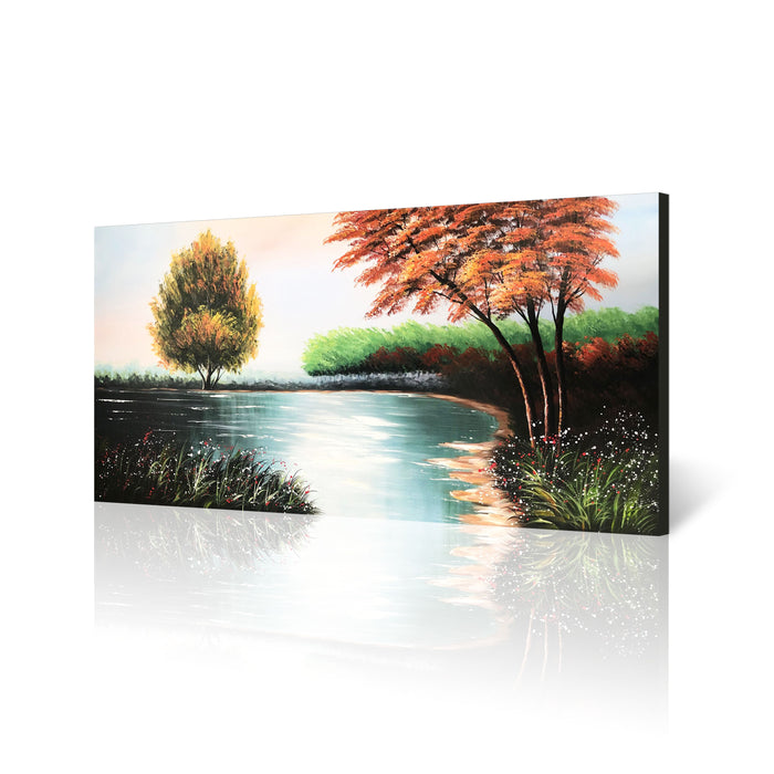 Handmade Oil Painting of Landscape View on Canvas