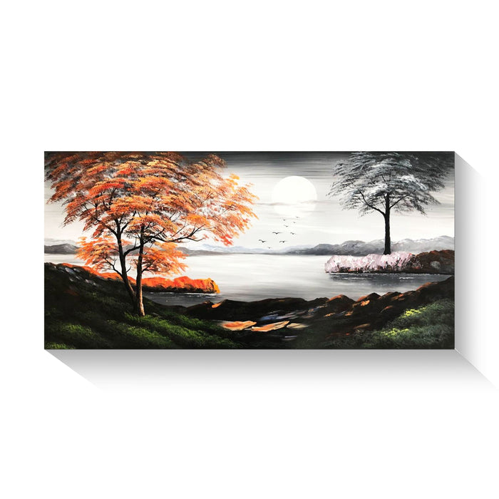 Handmade Oil Painting of Landscape View on Canvas