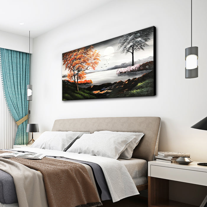 Handmade Oil Painting of Landscape View on Canvas