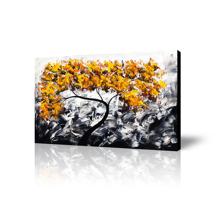 Handmade Oil Painting on Canvas of Golden Yellow Tree