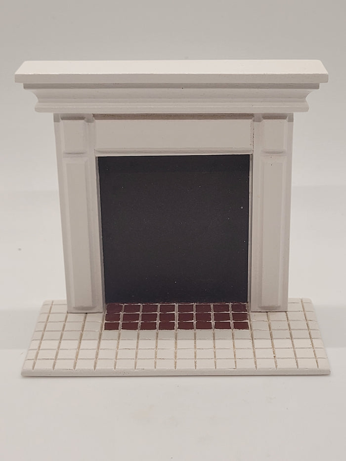 Handmade White Wooden Fireplace