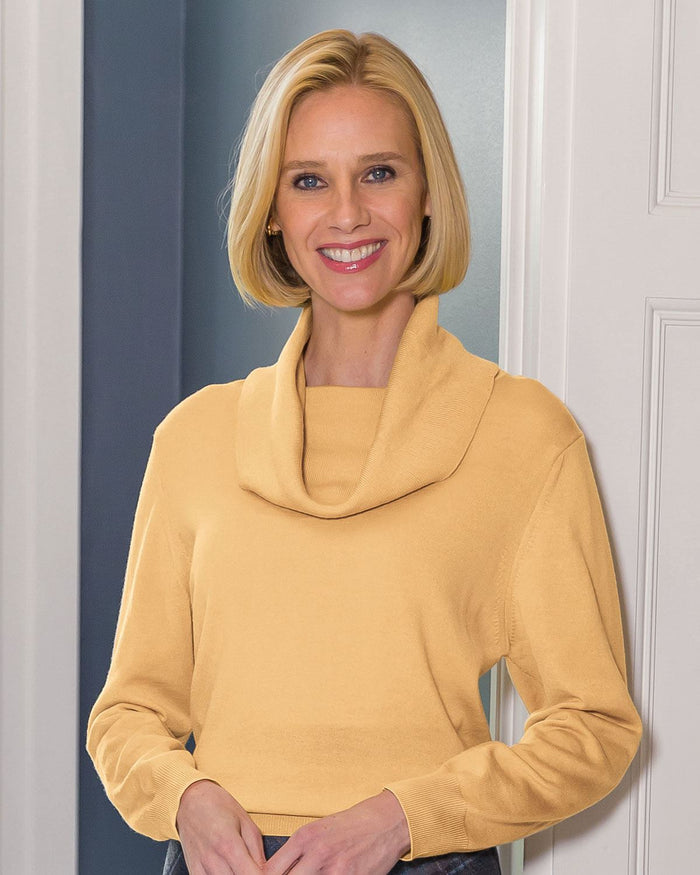 Merino Wool Cowl Neck Jumper - Mimosa - Country Collection