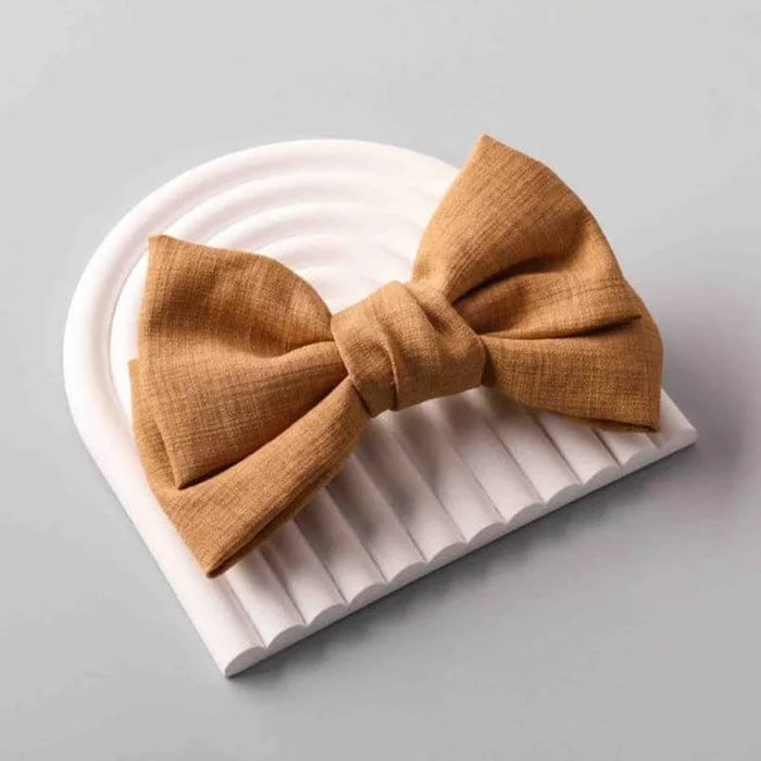 Linen Oversized Bow Hair Clips - Neutral Earth Tones Collection (AP13296)