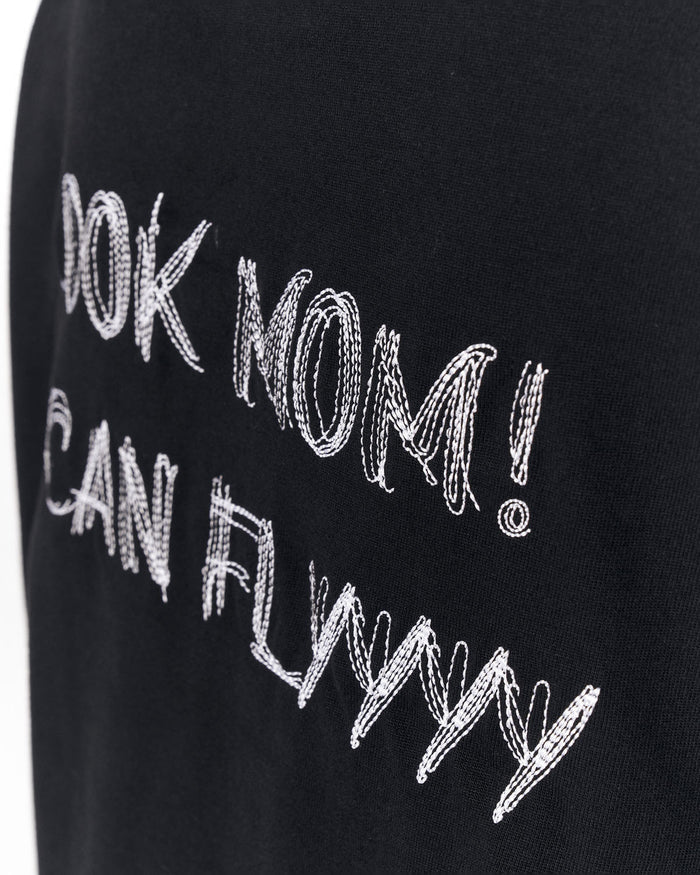 Look Mom Text Print Black Oversized T-Shirt with minimalist front text detail