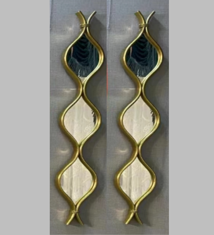 Mirror Water Drop Set of TWO Metal Geometrical Glass Handcrafted Decorative Modern Mirror in Gold