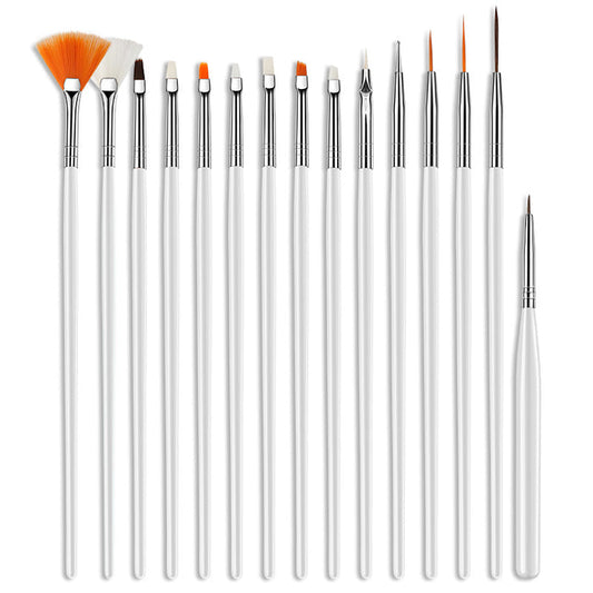 Nail art brush set - 15pc (Pink or White)