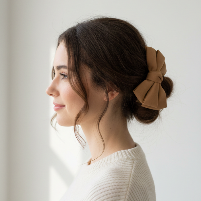 Oversized Fabric Bow Hair Clips – Large Matte Satin Hair Bow Barrette for Women and Girls (AP13290)