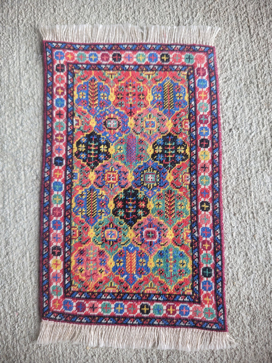 Petit Point Hamadan Asian Multicolored Rug - Ursula Sauerberg