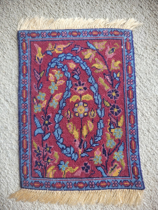 Petit Point Moody Dark Floral Design Rug - Ursula Sauerberg