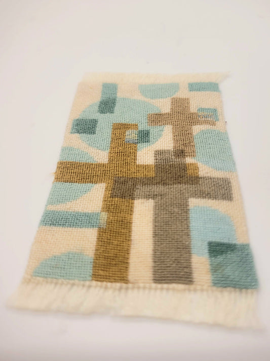Petit Point Rug by Ursula Sauerberg- Blue and Tan