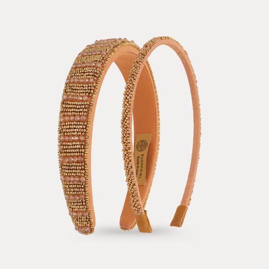 a pair of headbands with beads