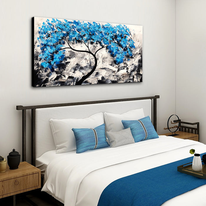 Premium Quality 100% Handmade Oil Painting on Canvas of Blue  Tree