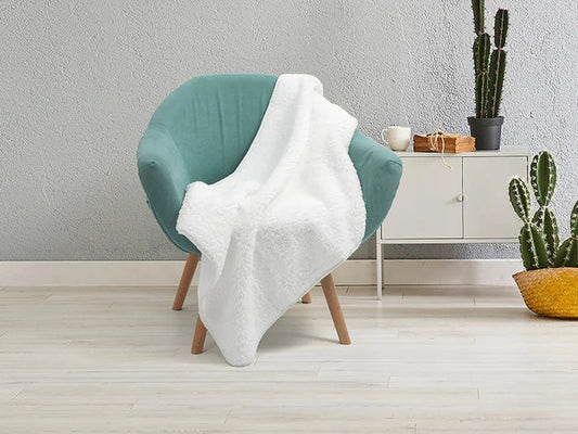 Sherpa Lined Sublimation Minky Blanket(Full White, 152*203cm/60inchx 80inch)