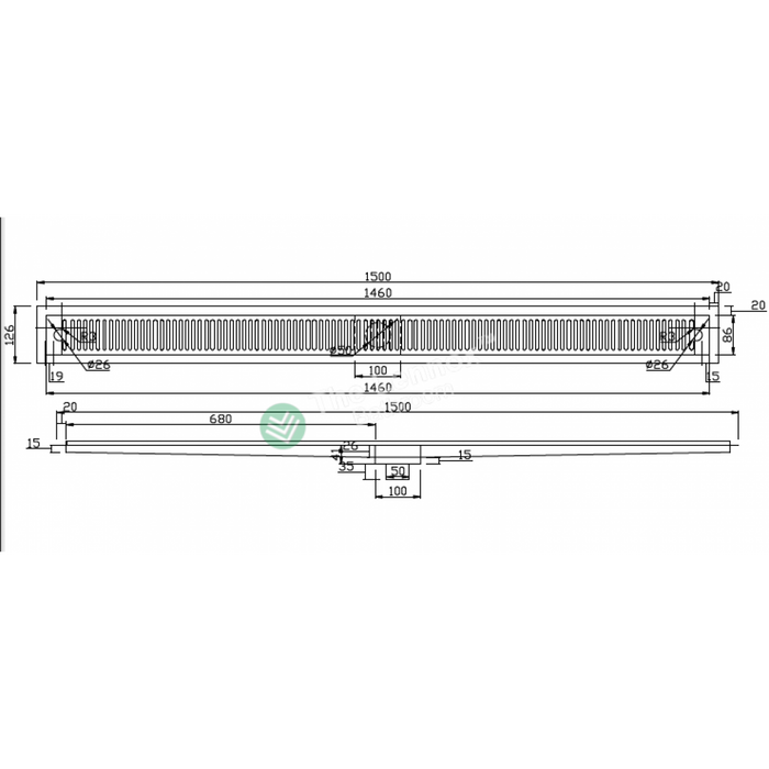 Shower Grate Stainless Steel 1200/1500/1800mm